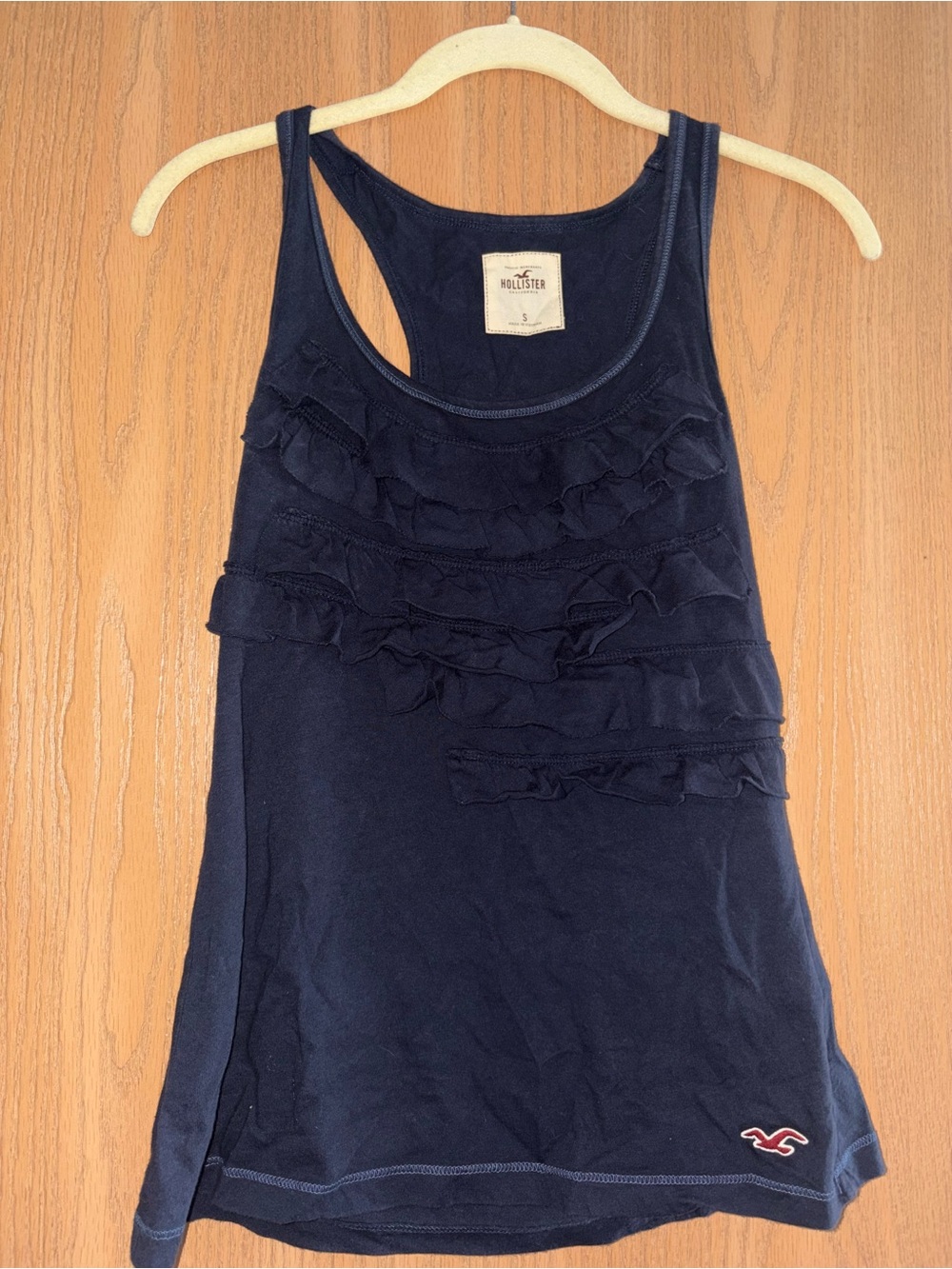 Vintage Early 2000s Hollister Navy Ruffle Racerback Tank Top